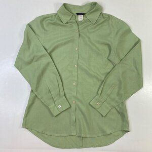 J Crew Women's Blouse Green Size PXS Long Sleeves Collar Cuffs Buttons